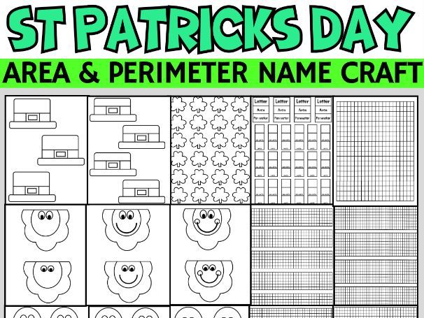 St. Patrick’s Day Area & Perimeter Math Craft | March Activity & Bulletin Board