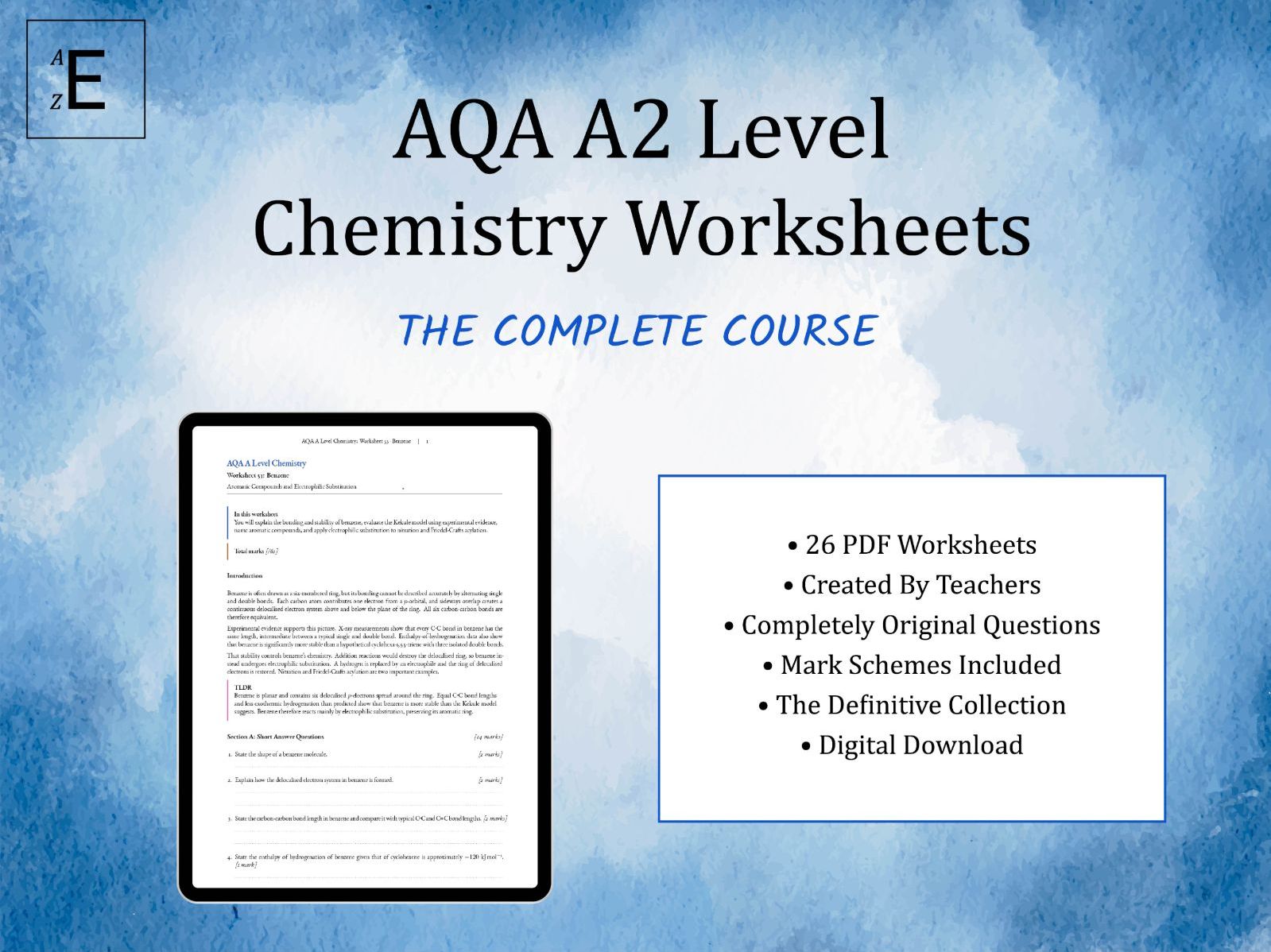 AQA A2 Level Chemistry Worksheets - The Complete Course
