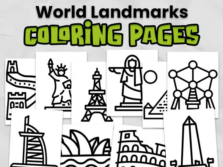 World Landmarks Colouring Pages | Geography Activities | Countries of the World | EYFS, KS1 & KS2