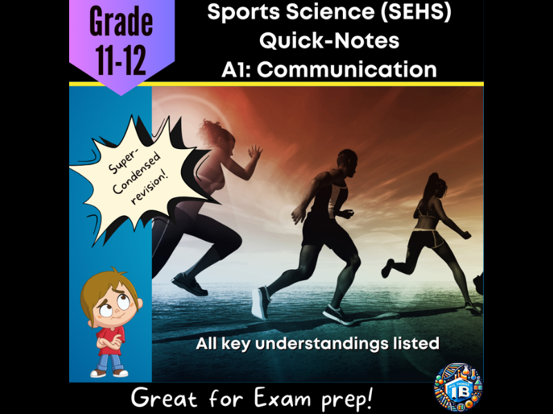 IB DP Sports Science (SEHS): A1 Communication – Condensed Topic Revision Notes (2026)