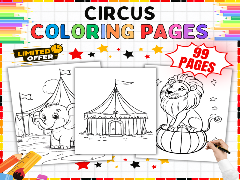 Circus Colouring Pages | 99 Fun Clown Animals Acrobat Printable Worksheets Activities for Kids