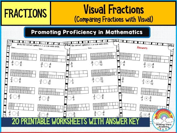 Visual Fractions Compare Fractions (>,