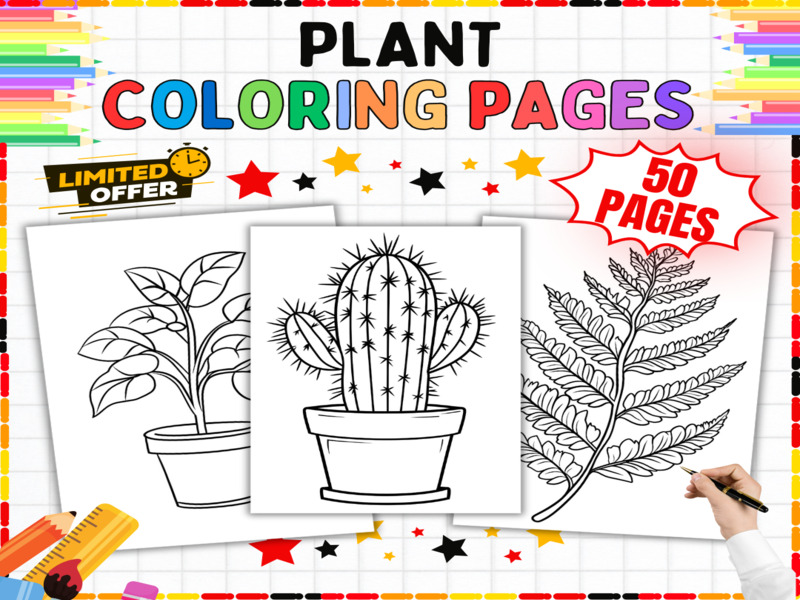 Plant Coloring Pages | 50 Printable Botanical Worksheets | Garden & Nature Colouring Sheets