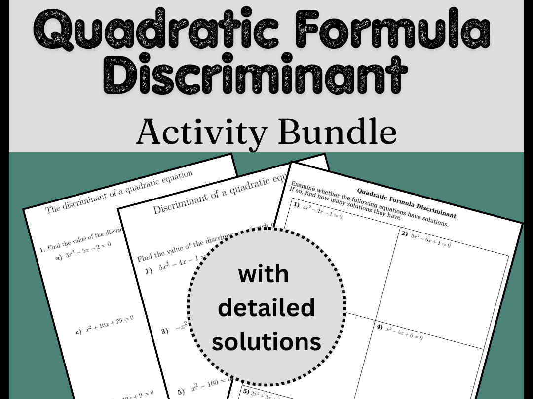 Quadratic Formula Discriminant Activity Bundle