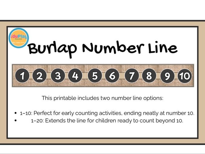 Poster Size Burlap Number Line 1–20 