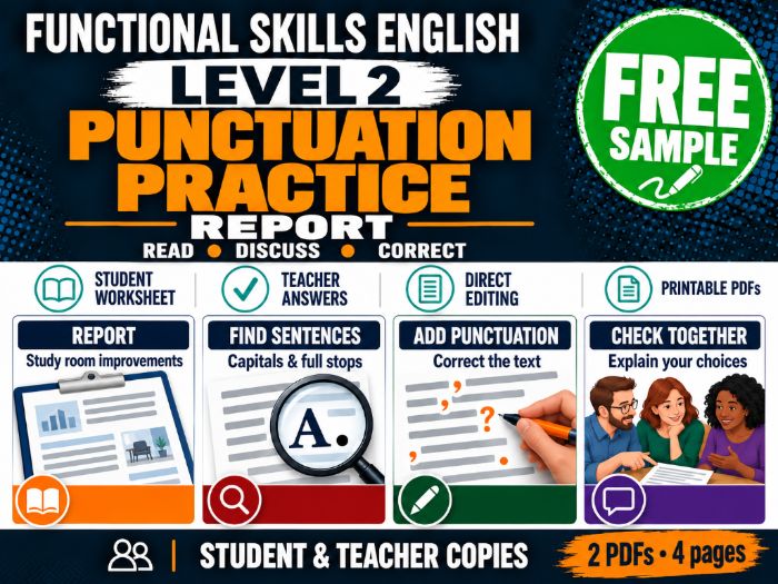 FREE Functional Skills English Level 2 Punctuation: Report & Teacher Answers