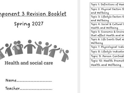 Component 3 Revision Booklet - Health and Social Care - Pearson BTEC Level 1/2