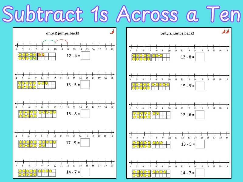 Year 2 Subtraction Worksheets: Crossing Ten
