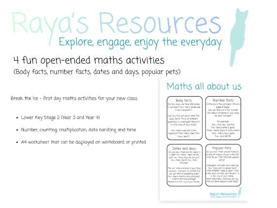 Maths All About Us - four fun maths activities