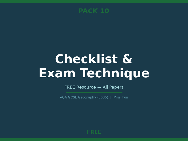 AQA GCSE Geography 8035 Full Course Checklist and Exam Technique