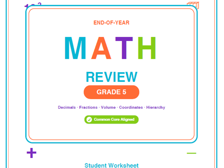 5th Grade End of Year Math Review Worksheets & Games | Common Core Aligned