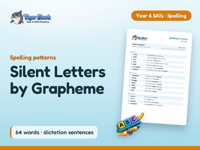 Silent Letters by Grapheme: Year 6 Spelling