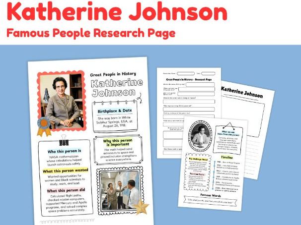 Katherine Johnson Biography Research Project | Black History & STEM Worksheets