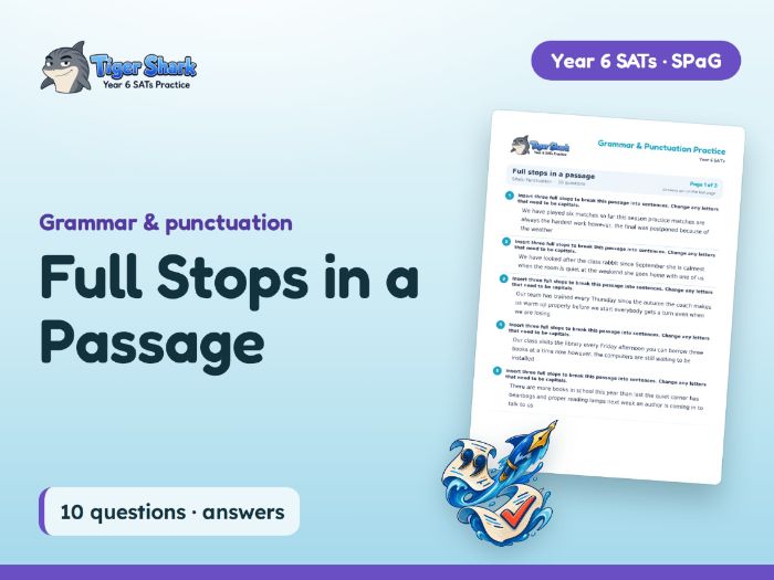 Full Stops in a Passage: KS2 SPaG Worksheet
