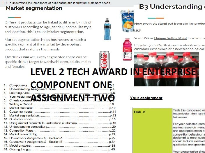 Level 2 Tech Award in Enterprise Component 1 Assignment 1  and 2 Exploring Enterprise