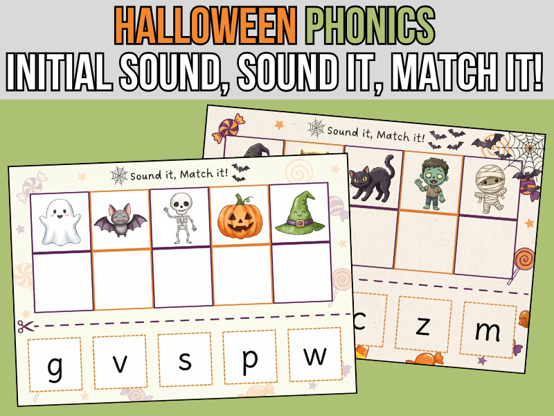 Halloween Phonics -Sound it, Match it! (Initial Sound Match Activity)