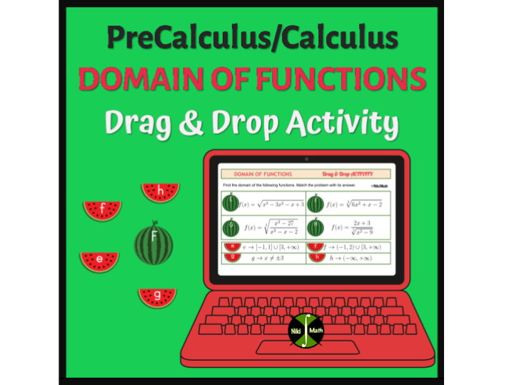 PreCalculus/Calculus - DOMAIN OF FUNCTIONS - Drag & Drop Activity