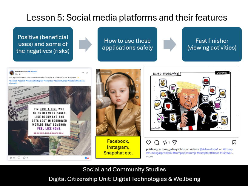 Social and Community Studies: Digital Citizenship – Lesson 5 - Social media platforms and their feat