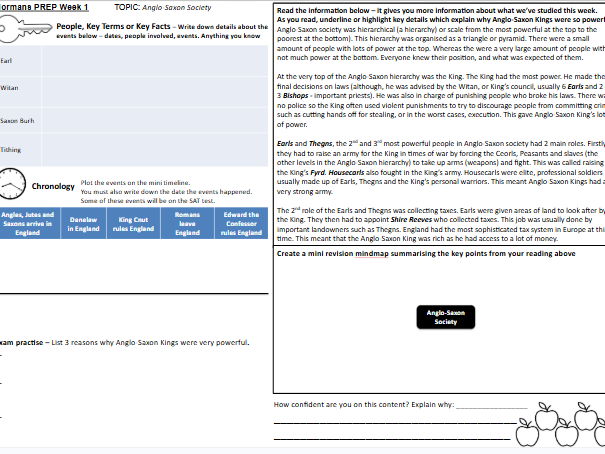 GCSE Normans homework 12 weeks