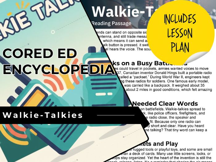 Walkie-Talkies Reading Comprehension Passage - Cored Ed Encyclopedia