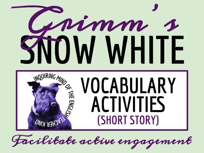 "Snow White and the Seven Dwarfs" Vocabulary Worksheet, Crossword Puzzle, and Word Search