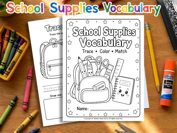School Supplies Vocab Activities