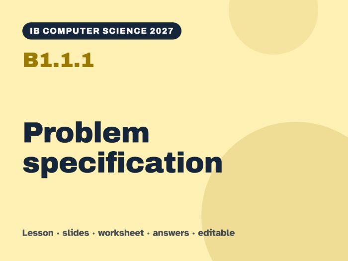 IB Computer Science 2027 – B1.1.1 Problem specification – Lesson & Worksheet