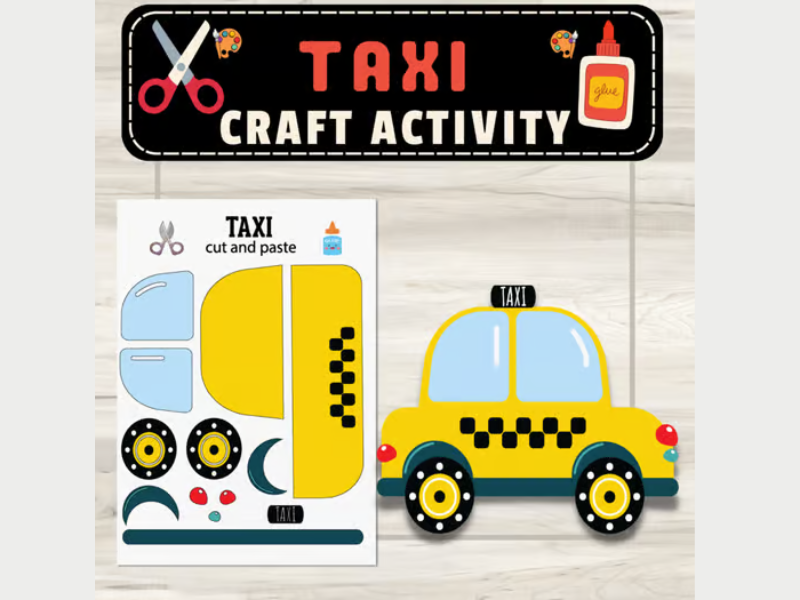 Taxi Craft Cut & Paste Activity: Transportation Back To School Activities