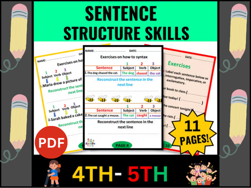 Sentence Structure 4Th-5Th Grade Sheets