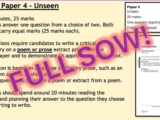 Cambridge IGCSE Literature Paper 4 Unseen
