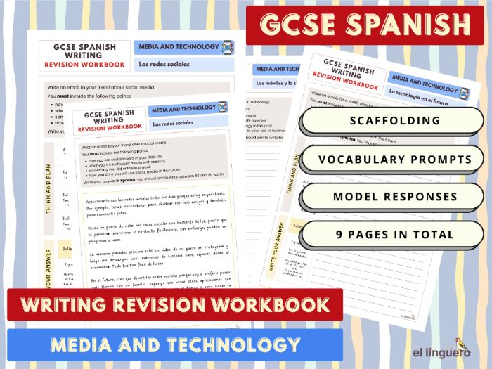 GCSE Spanish Writing Revision Workbook (2024 Spec) - Media & Technology