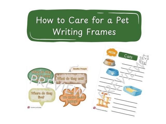 How to Care for a Pet Writing Frame + Question Prompts