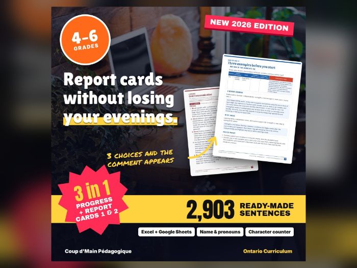 Ontario Report Card Comments Generator Grades 4-6 | Bank + Learning Skills