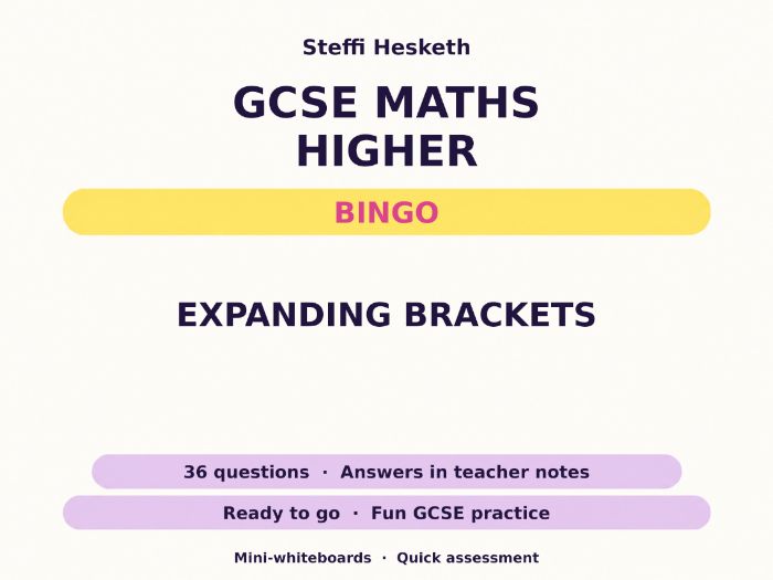 Expanding Brackets GCSE Maths Higher Bingo