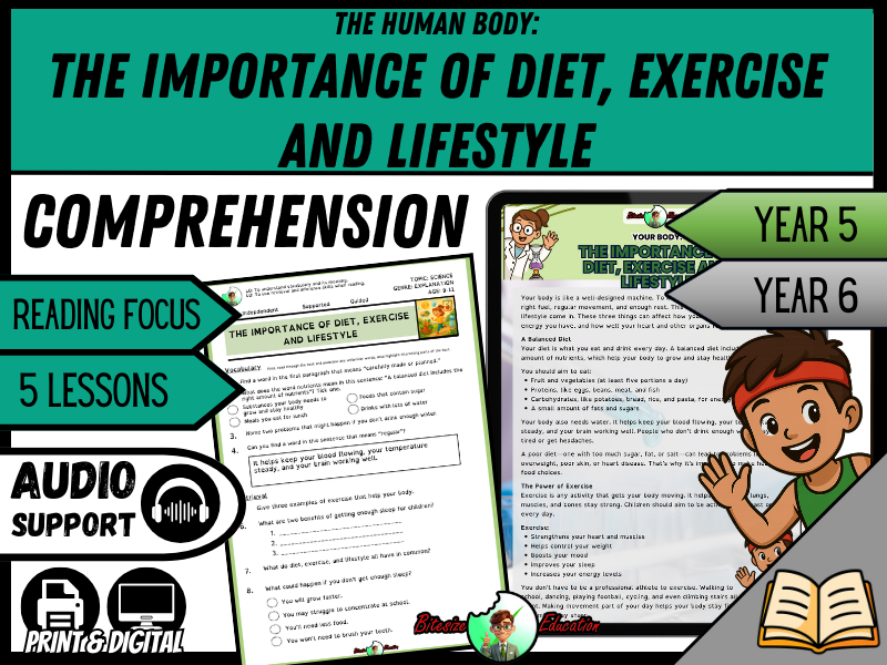 The Importance of Diet, Exercise and Lifestyle | Reading Comprehension | Year 5/6