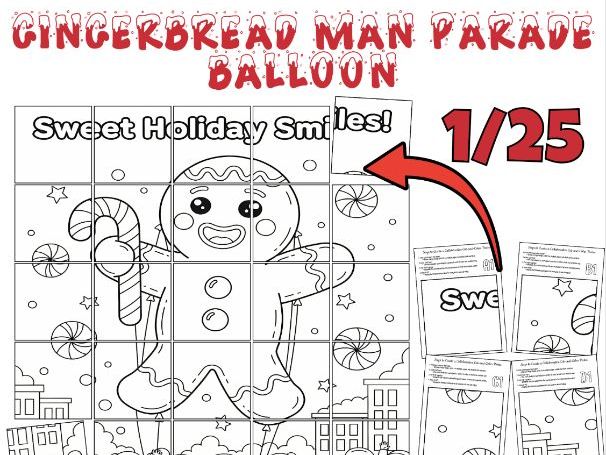 Gingerbread Man Parade Balloon Collaborative Poster | Christmas Classroom Craft