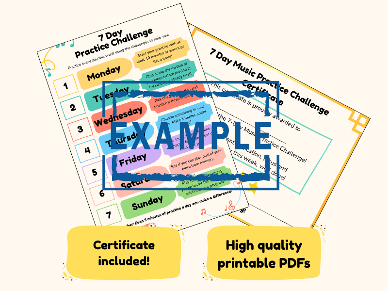 7 Day Music Practice Challenges (FREE!): Fun and Reusable Practice Resource