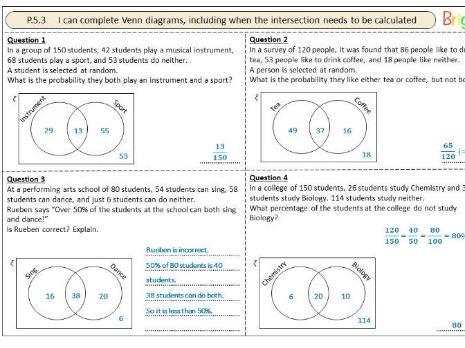 Venn diagrams - 4 questions