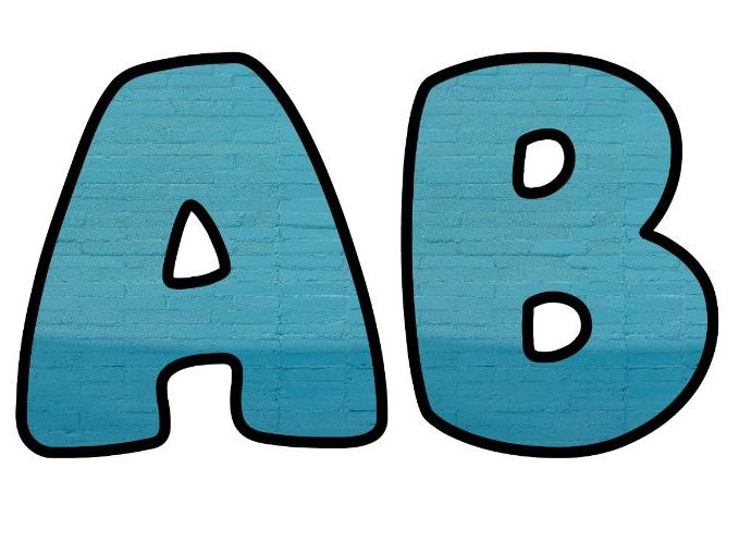 Blue Brick Wall Gradient Classroom Display | Lettering Set | Upper & Lowercase, 0-9 and Signs