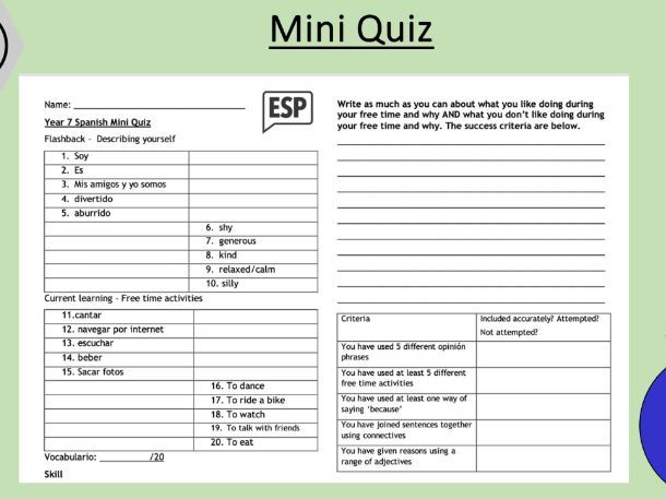 MiniQuiz-¿Que te gusta hacer en tu tiempo libre?
