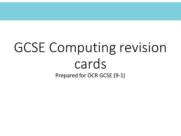 GCSE Computer Science Revision and Challenge cards for  OCR GCSE (9-1) J276