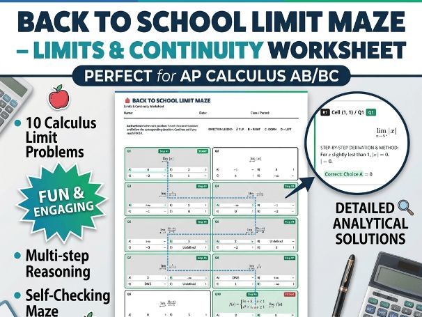 Back to School Limit Maze: One-Sided Limits & Continuity - KS5 Maths