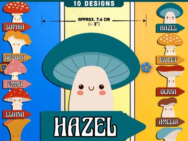 Cute Mushroom Name Tags, Editable Locker & Cubby Labels, Sweet Woodland Classroom Decor