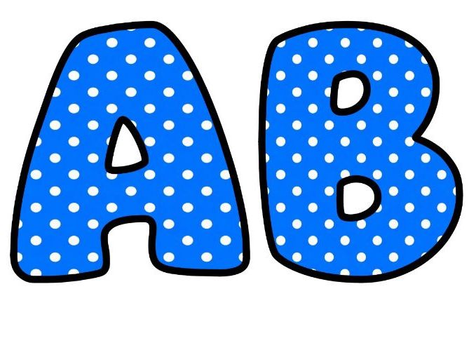 Blue Polkadot Bubble Letters | Polka Dot Bulletin Board Letters | Printable Alphabet A-Z and 0-9