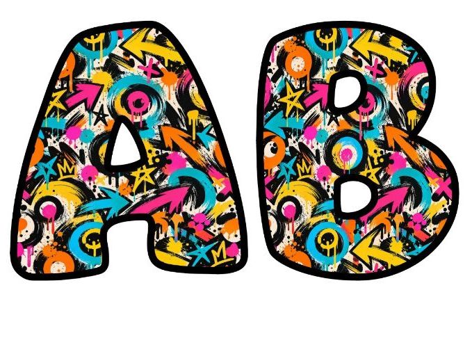 Graffiti Circles and Arrows Bubble Letters | Patterned Bulletin Board Letters