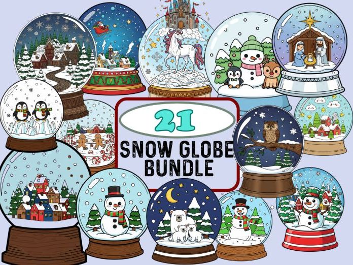Snow Globe PNG Bundle | Winter Clipart | Holiday Digital Graphics for Teachers