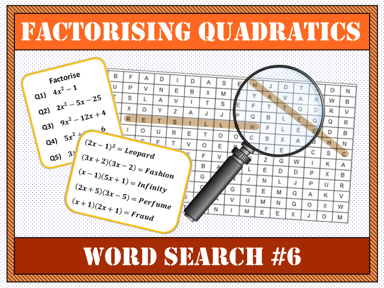 ✏️ Factorising Quadratics Word Search #6 🔎