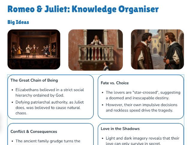 Romeo & Juliet – Knowledge Organiser (KS3 / Year 7)