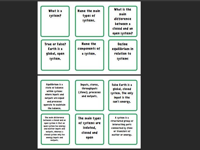 AQA A Level Geography -48 Carbon & Water revision flashcards. Will print -answers on the back of Qs
