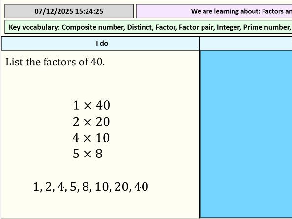 Factors and Primes - Full lesson